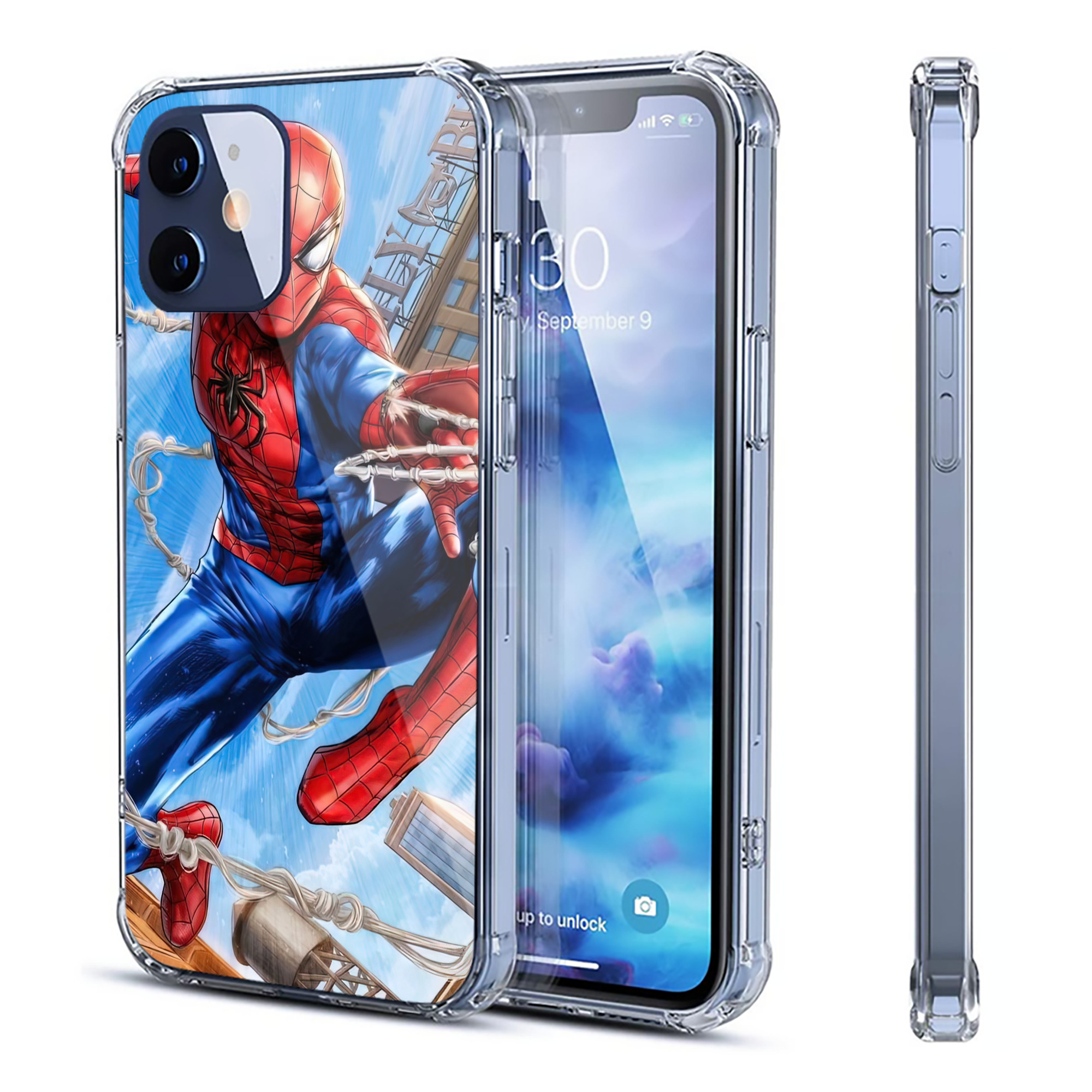 （画像用） Spider Man スパイダーマン 【iPhone 12シリーズ対応】透明スマホケース（クリアソフトケース）